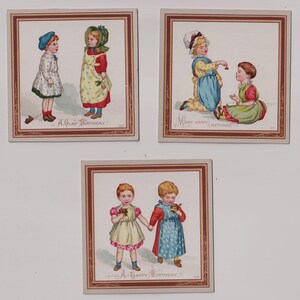 CARTE/RIMORSI vittoriani, BAMBINI, Compleanno, Lotto di 3, c1890