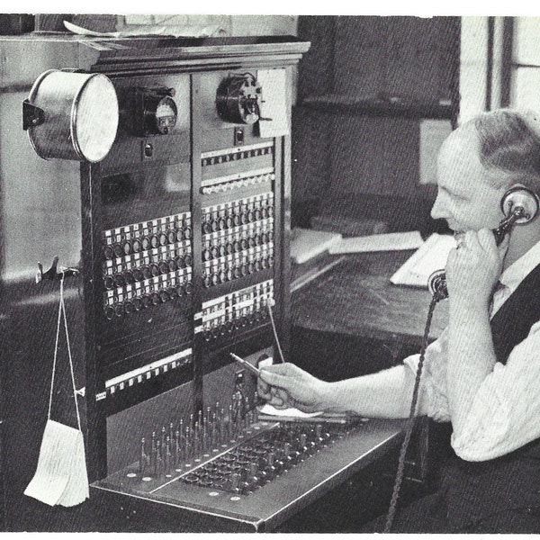 Rural Exchange in Kent, Telephone Operator, c1930-50s, Stamps from GLOUCESTER PHILACTIC COUNTER,Dated 1983,Vintage Postcard, British Telecom