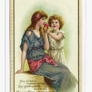 MUTTER und KIND, Eva Hollyer, antike Künstler Postkarte, Tucks #9663, Gesendet 1910