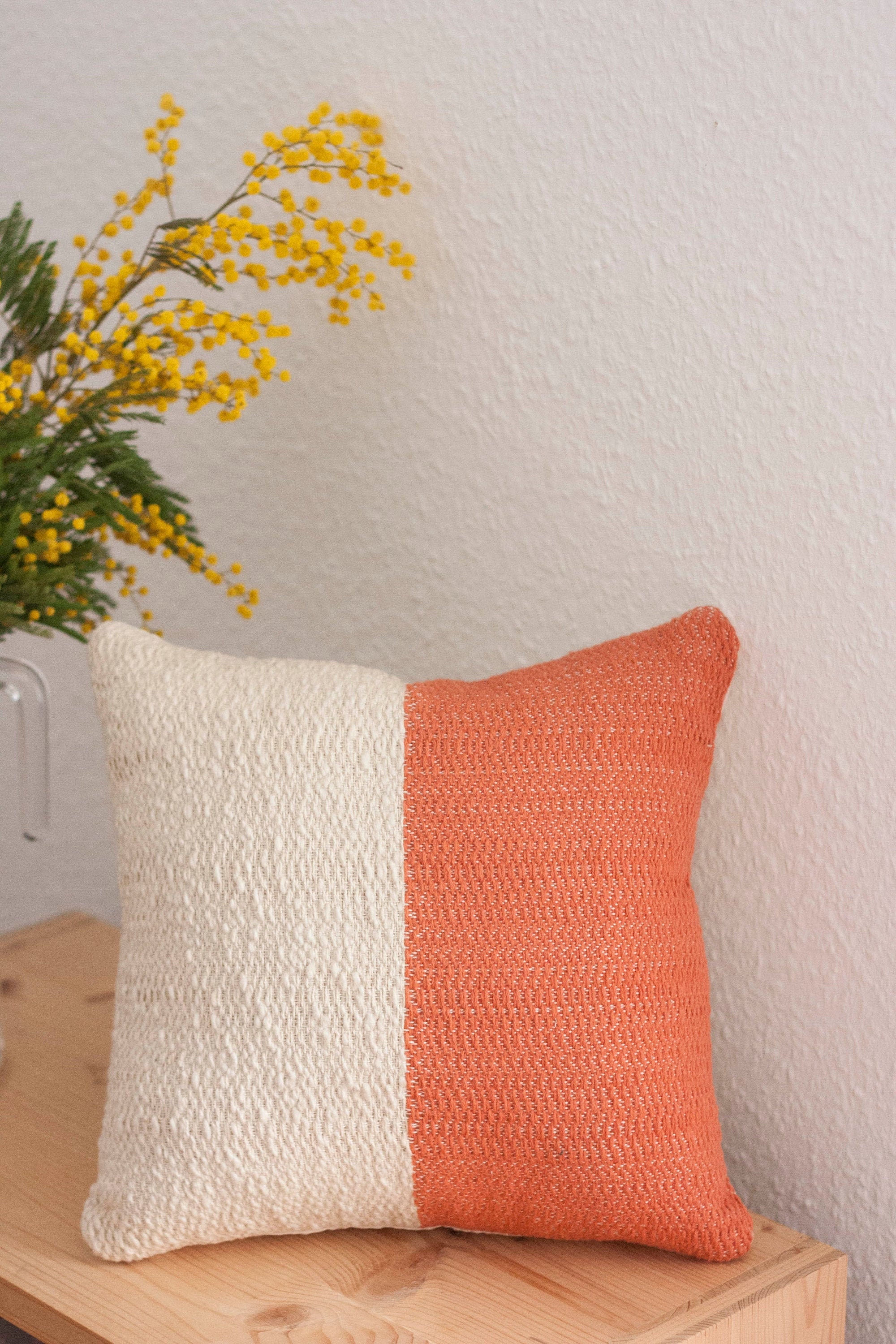 Coussin Bicolore Tissé à La Main