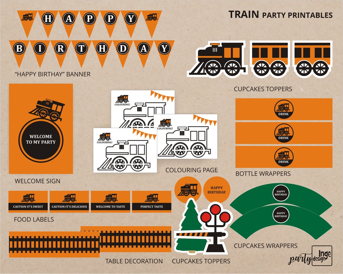 Train Birthday Theme /Printable DIY/Vintage Train - Etsy France