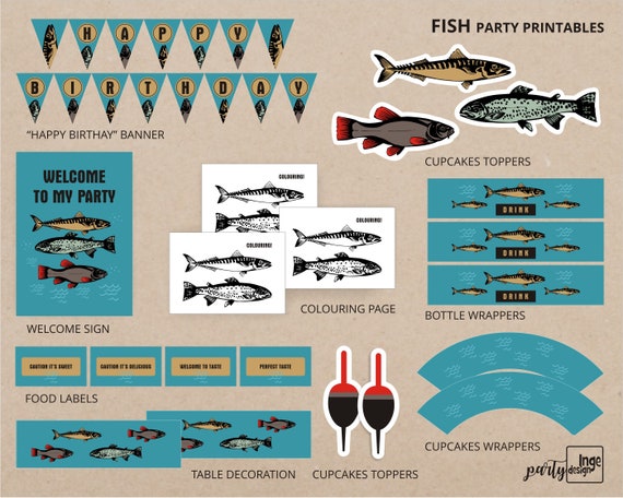 Fishing Theme / Fishing Birthday / Printable DIY / Birthday Party  Decorations / Printables Fisherman, Fishing Pdf DIY / Boy Birthday -   Canada