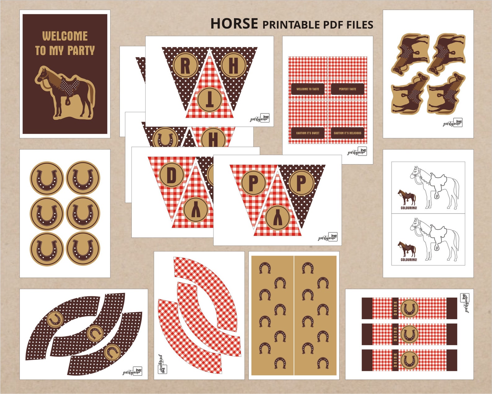 Horses Theme Decorartion / Printable DIY / Birthday Party Etsy Hong Kong