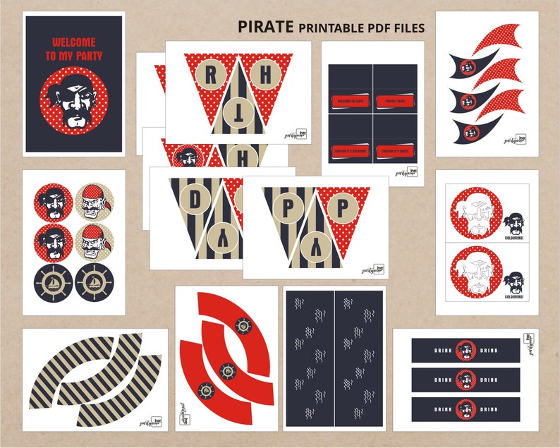 Printable DIY Birthday Party Decorations Printables Pirates - Etsy