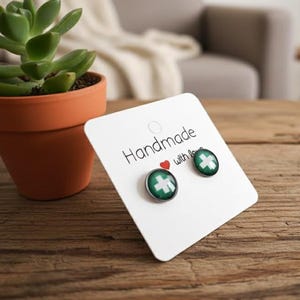 Boucles d’oreilles résine Tank Heal DPS, bijoux gamer effet verre, légers faits main, rôles MMO, attaches silicone ou acier inoxydable