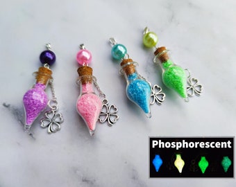 Collier / Pendentif - Flacon de chance phosphorescent