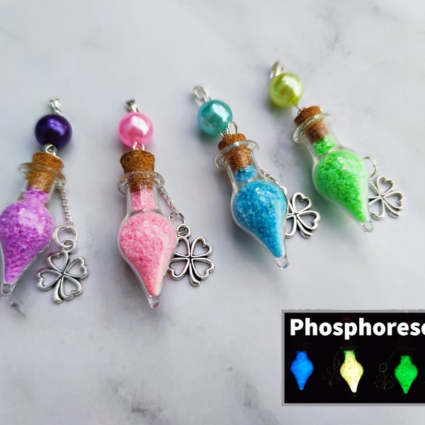 Collier / Pendentif - Flacon de chance phosphorescent