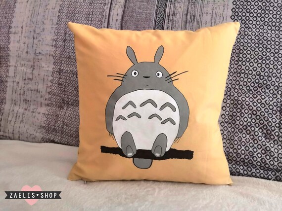 Cushion Cover 40 40 Totoro Miyazaki Painting On Fabric Geek Etsy