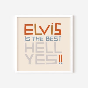 Elvis Art Print, King of Rock, Elvis Wall Art, Elvis Presley, Hand Lettered, Rock n Roll, Gift For Musician, Basement Wall Art, Office Decor