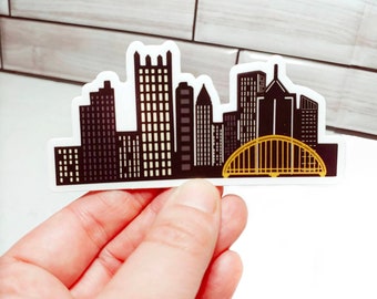 Waterproof Vinyl Nighttime Pittsburgh Skyline Sticker | Free Shipping | Pittsburgh | Yinzer | 412 |