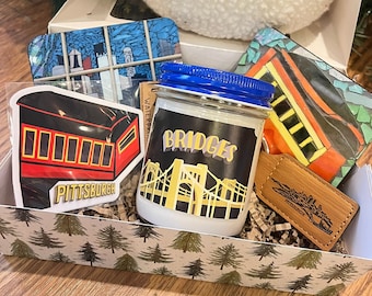 I Love Pittsburgh Gift Box Set | Free Shipping | Candle | Ready to Ship | Coasters