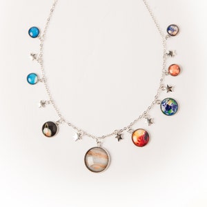Silver Solar System Necklace w/Pluto Available With or Without Stars image 1
