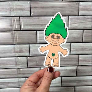 Waterproof Vinyl Green Troll Doll Sticker | Free Shipping | Vinyl Decal | Gem Bellies | 90s | PGH  |
