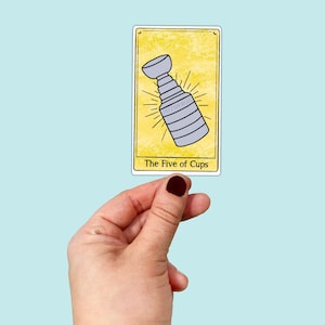 Sticker pour carte de tarot de Pittsburgh Les 5 tasses en vinyle imperméable | Livraison gratuite | Décalcomanie en vinyle | 412 | PGH | Pingouins