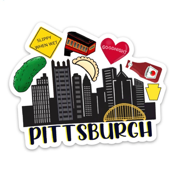 Waterproof Vinyl Pittsburgh Skyline Magnet | Free Shipping | Vinyl Decal | Pickle | 412 | Pierogi| PGH | Slippy