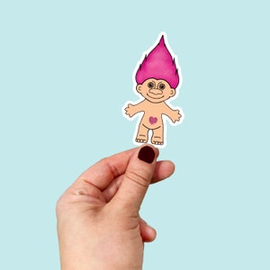 Waterproof Vinyl Pink Troll Doll Sticker | Free Shipping | Vinyl Decal | Gem Bellies | 90s | PGH  |