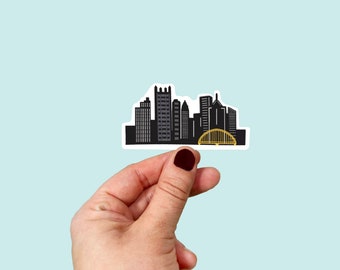 Wasserdicht Vinyl Pittsburgh Skyline Aufkleber | Klein |  Kostenloser Versand | Pittsburgh | Yinzer Geschenk | 412 |