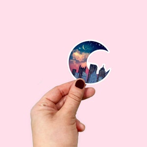 Waterproof Vinyl Dreamy Moon Pittsburgh Skyline Sticker | Free Shipping | Pittsburgh | Yinzer | 412 |