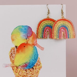 Lightweight Sparkly Rainbow Earrings | Free Shipping | Pride | Colorful|