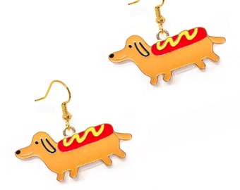 Adorable Hot Dog Earrings| Free Shipping | Hypoallergenic Surgical Steel | Ready to Ship | Unique Jewelry