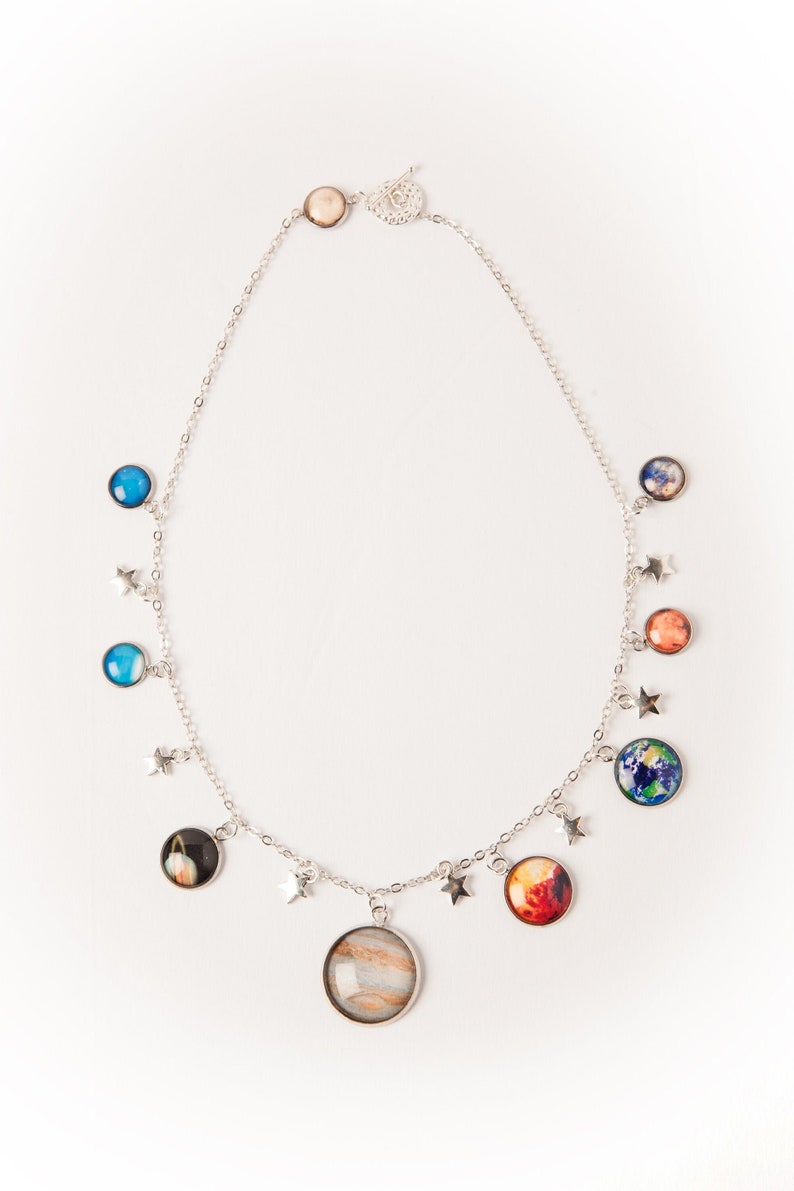 Silver Solar System Necklace w/Pluto Available With or Without Stars image 1