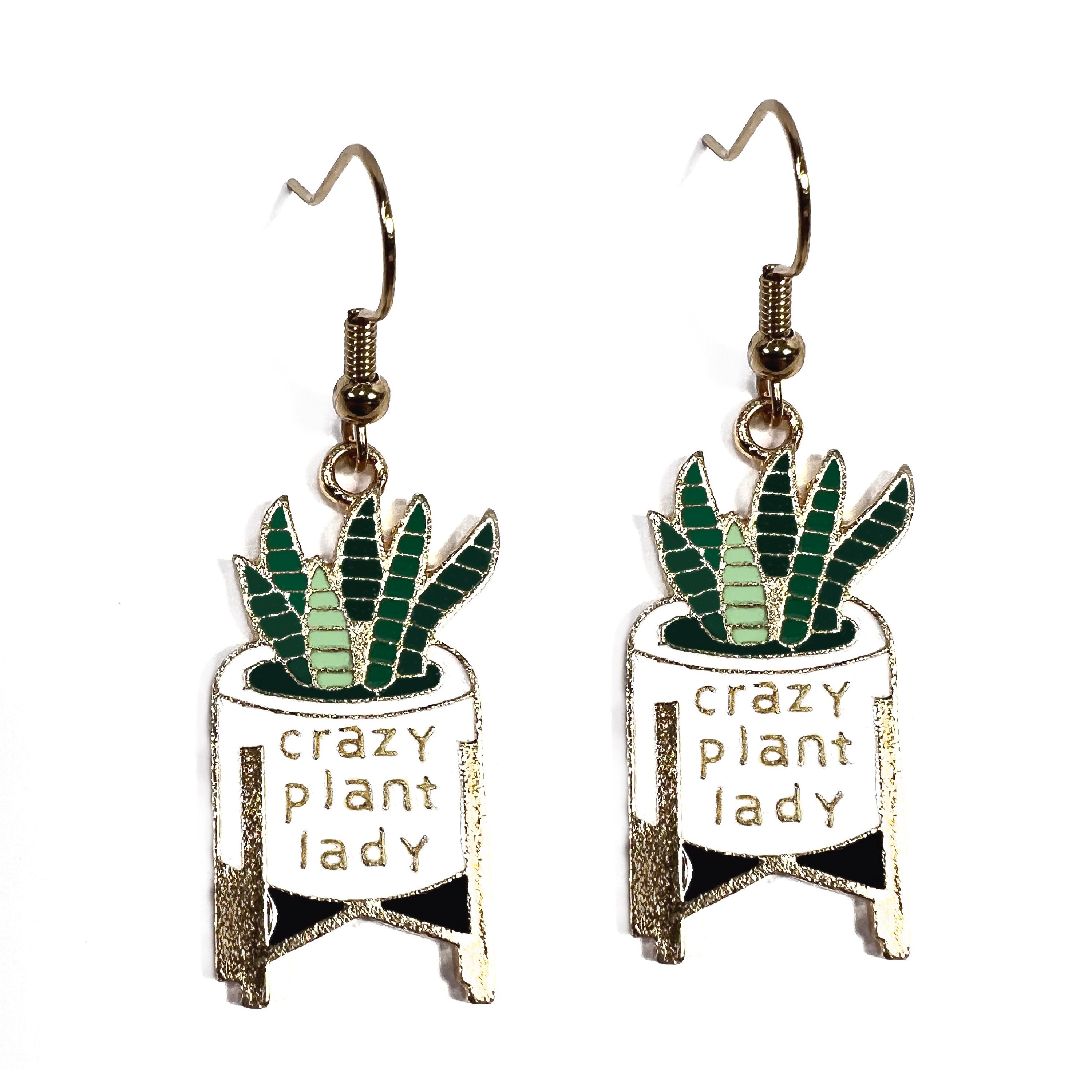 Crazy Plant Lady Earrings Free Shipping Hypoallergenic Surgical