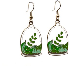 Delightfully Detailed Terrarium Plant Earrings | Free Shipping | Hypoallergenic Surgical Steel | Ready to Ship | Plants
