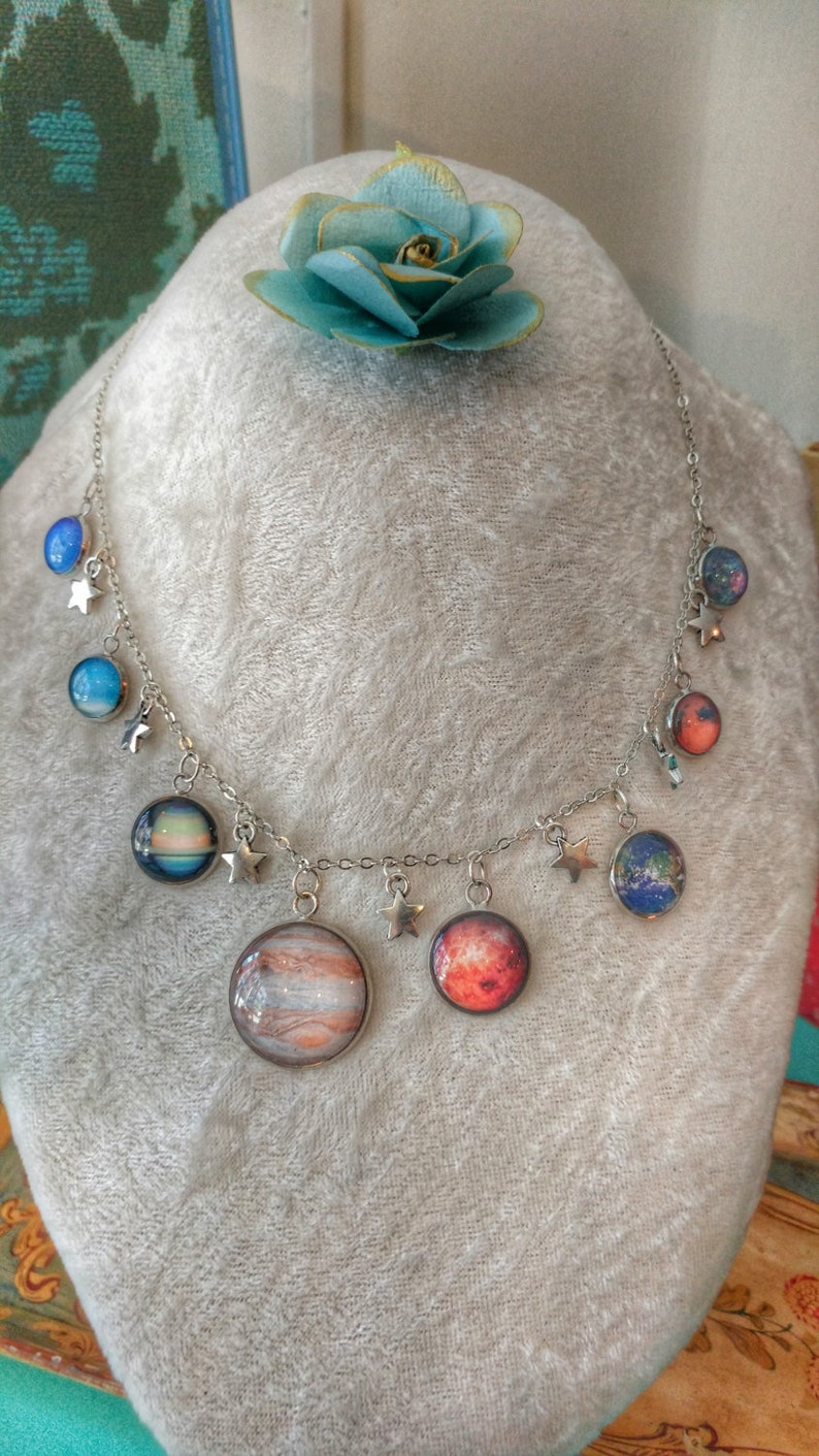 Silver Solar System Necklace w/Pluto Available With or Without Stars image 3