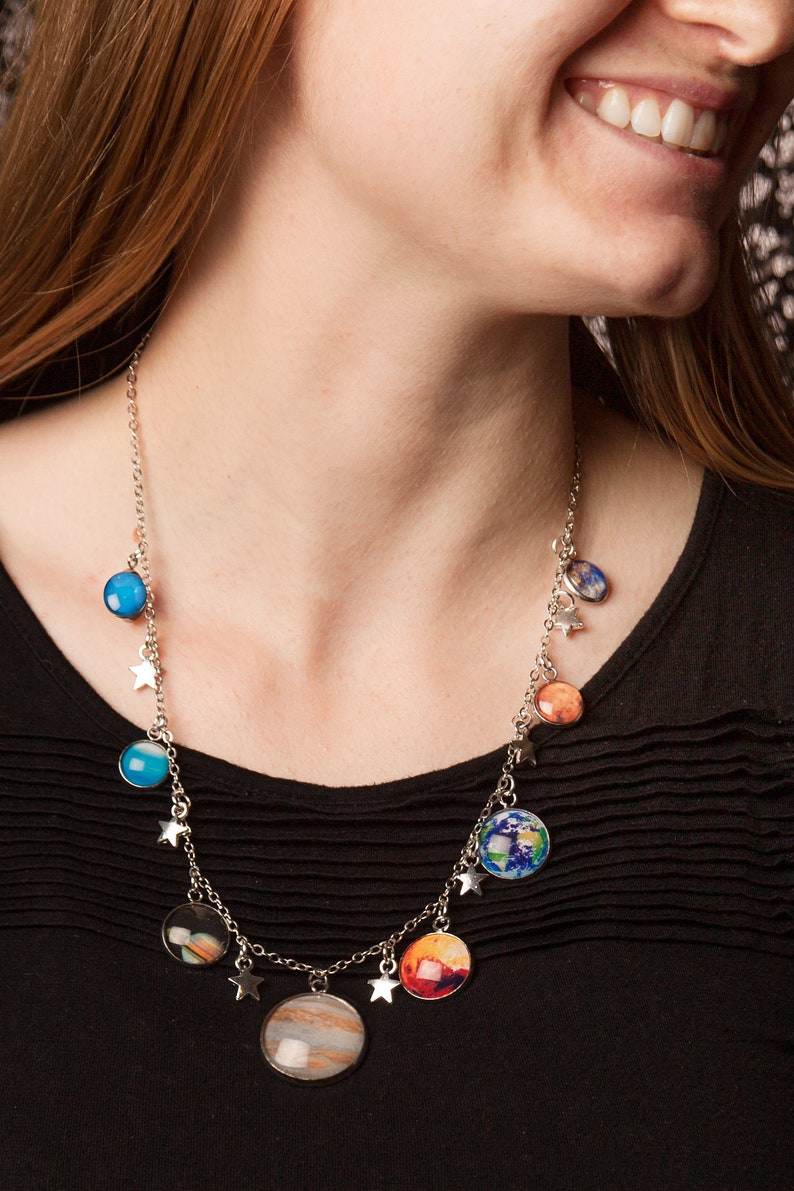 Silver Solar System Necklace w/Pluto Available With or Without Stars image 2