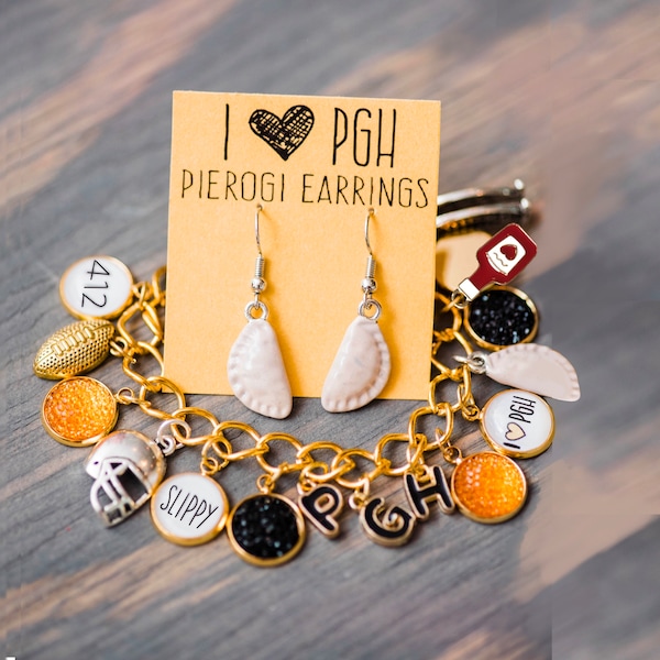 I Love Pittsburgh Charm Bracelet (Premade or Custom) | Free Shipping | Pierogi | Yinzer Gift | 412 | PGH | Bridges