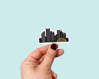 Waterproof Vinyl Pittsburgh Skyline Sticker, Extra Small |Free Shipping | Vinyl Decal | Steelers | Yinz | 412 | PGH |