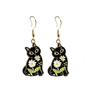 Black Cat Earrings| Free Shipping | Hypoallergenic Surgical Steel | Ready to Ship | Unique Jewelry