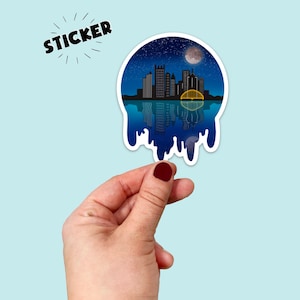 Waterproof Vinyl Pittsburgh Skyline Sticker | Drippy Globe