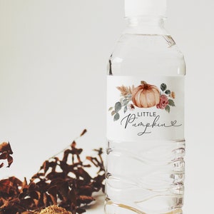 Little Pumpkin Water Bottle Label | Fall Baby Shower Water Bottle Label | Pumpkin Baby Shower Water Bottle Tag |  Fall Water Bottle Wrap