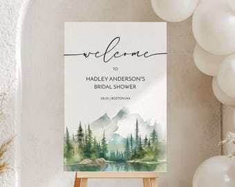 Rustic Bridal Shower Welcome Sign Template Editable for Party Minimal (Printable)