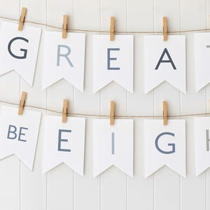 Boy Baptism Banner Template |  Great To Be Eight Baptism Printable Banner | LDS Baptism Editable Banner | LDS Baptism Boy