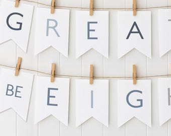 Boy Baptism Banner Template |  Great To Be Eight Baptism Printable Banner | LDS Baptism Editable Banner | LDS Baptism Boy
