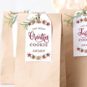 Weihnachtskeks-Börse Award Tags | Keks-Party Auszeichnungen | Bearbeitbare Cookie-Preiskarten | Druckbare Tags