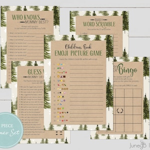 Deer Antlers Woodland Baby Shower Games, Watercolor Trees Baby Shower Games,  Oh Deer Printable Games Bundle, Adventure Shower