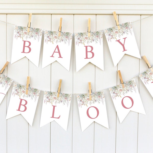 Baby In Bloom Banner Template | Wildflower Baby Shower Printable Banner | Wildflower Decor | Editable Banner | Floral Baby Shower