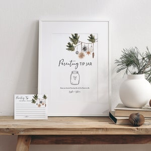 Weihnachts-Erziehungs-Tipp-Glas-Schild und Rat-Karte | Babyparty Ratschläge | Frohe kleine Babyparty Ratschläge für Eltern | Info-Karte für Eltern
