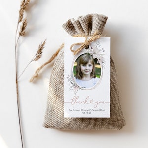 Girl Baptism Favor Tag Template: Watercolor Floral, Editable (Digital Download)