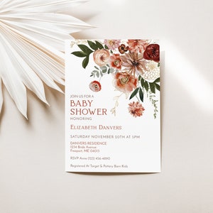 Fall Baby Shower Invitation | Fall Florals Baby Shower Invite | Fall In Love With Baby Floral Baby Shower Invite | Editable Template