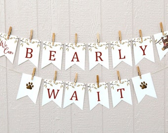 Watercolor Bear Baby Shower Banner | Woodland Theme (Editable, Printable)