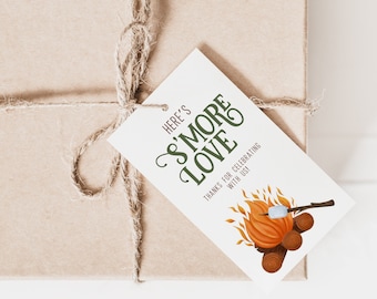 S'more Love Favor Tag | Campfire Birthday Party (Editable Template)