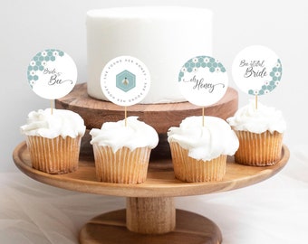 Bride To Bee Cupcake Toppers: Bridal Shower Decorations (Editable Template)