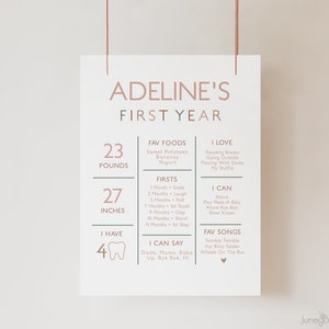 Minimalist First Birthday Milestone Sign | Girl Birthday Poster | Milestone Board | Milestone Birthday Sign | 1st Birthday Poster