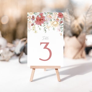Wedding Table Numbers | Floral Table Numbers | Table Number Cards | Printable Table Numbers | Wildflower Wedding Decor | Spring Wedding