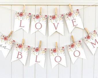 Love In Bloom Banner Template | Wildflower Bridal Shower Printable Banner | Wildflower Decor | Editable Banner | Spring Bridal Shower