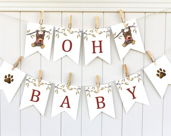Oh Baby Bear Banner | Woodland Baby Shower Decor (Editable, Printable)